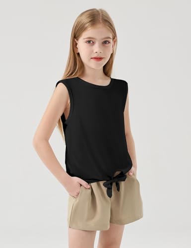 Image of Girls Crop Tops Summer Tie Knot T Shirt Short Sleeve Shirts Tee Tank Top Size 5-14 Years
