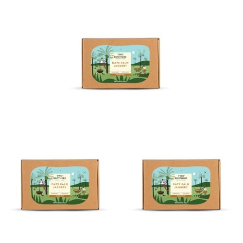 Image of Two Brothers Organic Farms Date Palm Jaggery /Nolen /Jhola Gur No Additives or Preservatives, Healthy and Tasty (Date Palm Jaggery Solid 500 gm) (Pack of 3)