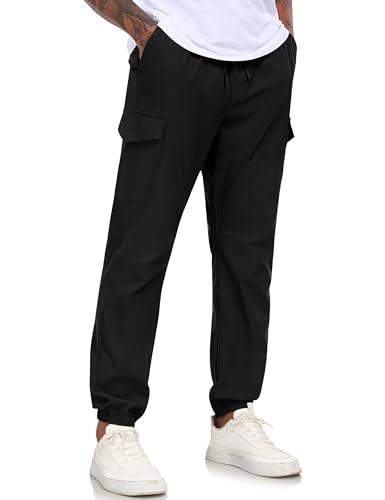Lzzidou Men's Casual Cargo Jogger Pants Drawstring Waist Lightweight Straight Sweatpants2