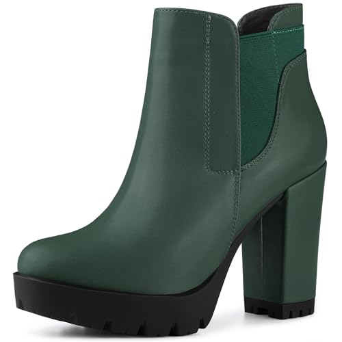 Allegra K Women's Chunky High Heel Platform Ankle Boots