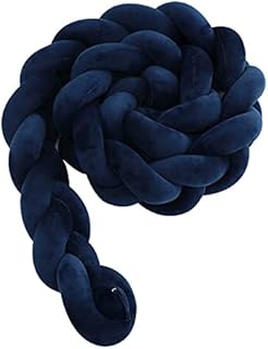 Tour de lit bebe 150 cm - tour de lit tresse bebe fille et les garçon coussin serpent bébé Bleu foncé