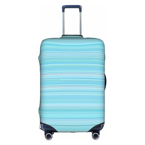 Blue Striped Print Protective Suitcase Cover Washable Travel Luggage Protector with Concealed Zipper