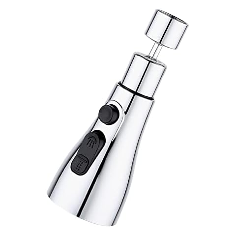 360° Swivel Kitchen Sink Tap Spray Head with 3 Functions Tap Attachment Spray Tap Aerator for Kitchen Tap Replacement Spray Head, Chrome Polished Cover