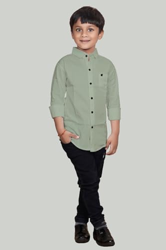 Image of Boys Solid Casual Shirt in Cotton Fabric