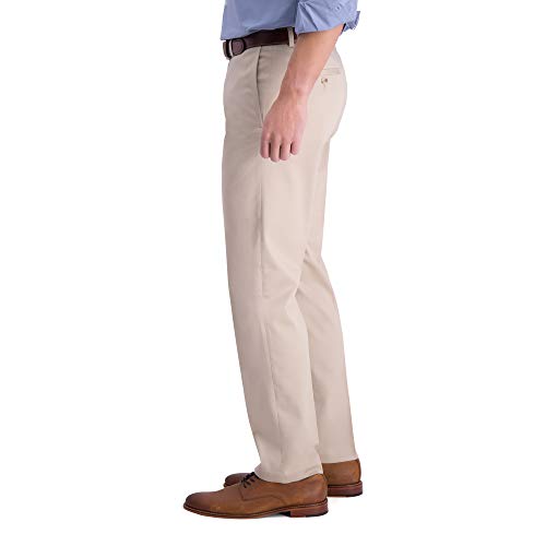 Image of Haggar Men's Iron Free Premium Khaki Straight Fit Flat Front Pants