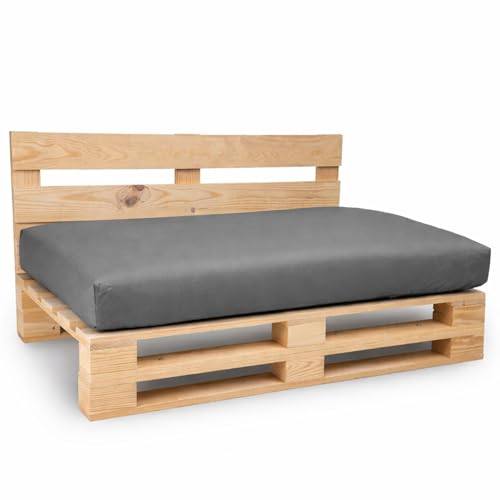 bananair - Palettenkissen Outdoor Wasserdicht und Abnehmbar - Schaumstoffpolsterung, Bequem - Polster Ideal für Europaletten, Palettenmöbel, Gartenmöbel (Sitzkissen, 120 x 80 cm, Dunkelgrau)