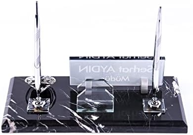 Ofistike Safir Mermer İsimlik Siyah Desenli Ofis Masa Üstü İsimliği Mermer İsimlik - Görsel 2