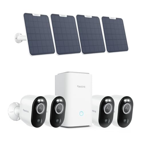 REOLINK Security Cameras Outdoor Wireless WiFi, 4XArgus 3 Pro+Solar Panel with Home Hub, 5MP Color Night Vision, 2.4G/5Ghz WiFi, Non-Stop Solar Powered, Human/Vehicle Detection