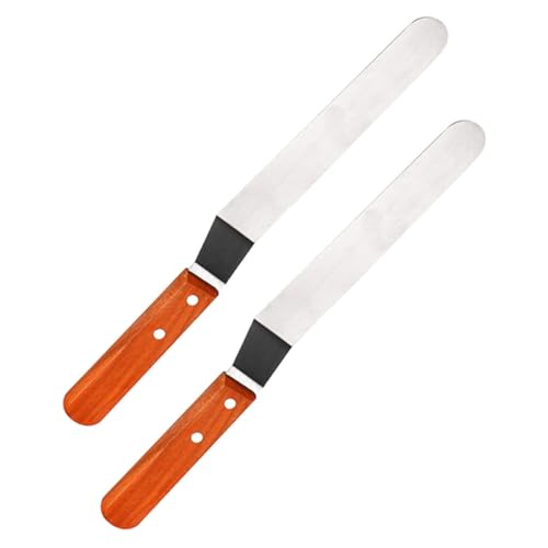 Cabilock 2pcs Stainless Steel Icing Spatula with Non- Handle Professional Cake Decorating Tools for Frosting and Smoothing Versatile for Bakeries Restaurants and Home Use