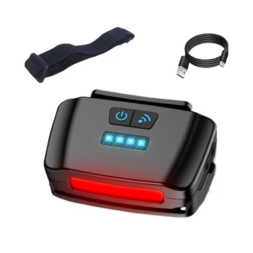 Lámpara de cabeza alimentada por pilas, 3 niveles con sensor ligero y brillante, luz LED ajustable, lámpara frontal de pesca nocturna, para senderismo, trabajo al aire libre, mecánico, caminar, tienda