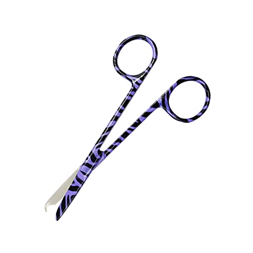 Cynamed Suture Stitch Scissors 4.5" with Crescent Delicate Hook- Perfect for Suture Removal, First Aid, EMS Training and More Premium Quality Instrument- Stainless Steel (Zebra, Purple)