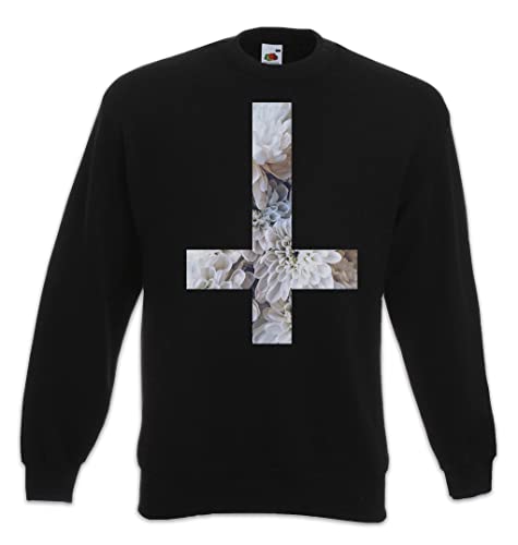 Sweat-shirt à imprimé floral inversé au design graphique noir élégant