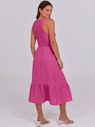 Image of ANRABESS Women Midi Dresses 2026 Summer Casual Sleeveless Sundress High Neck Tank Top Racerback Flowy Beach Dress ＆ Pockets