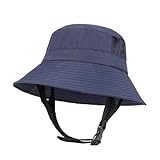 Hapihom Gorro de surf, sombrero de surf con correa ajustable para la barbilla, protección solar impermeable, sombrero de tela de secado rápido, sombrero plegable para el sol, sombrero de pescador,
