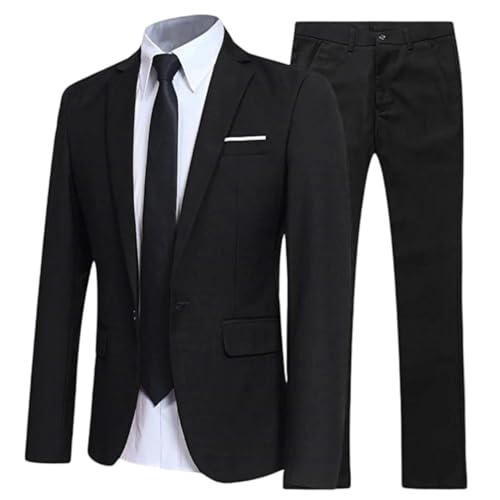 Men's Slim Business Suit Set - 2-Piece Single Button Jacket Pants | Wedding Party Casual