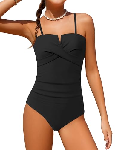 Girls Swimsuit Crisscross Ruched Cut Out Bathing Suit Adjustable Back Tie One Piece Swimsuit with Print Cover Up 9-16T2