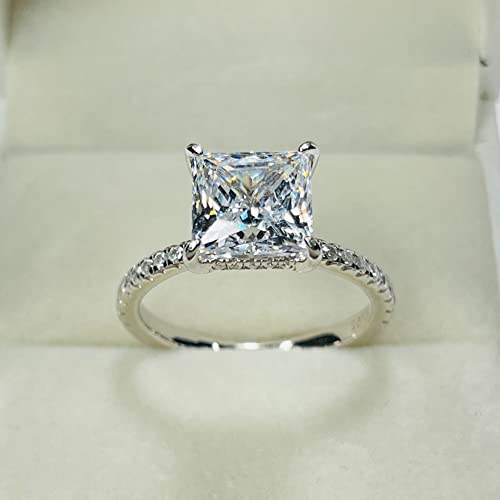 Bo.Dream Cushion/Princess/Emerald Cut Cubic Zirconia Engagement Rings for Women Platinum Plated Sterling Silver2