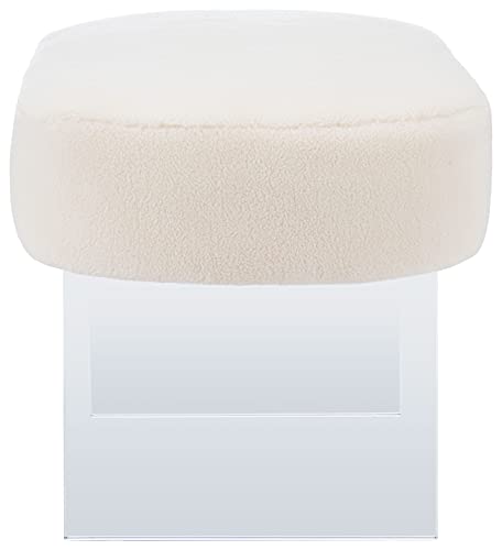 Safavieh Couture Home Collection Warren Glam Ivory Faux Sheepskin Ottoman #TOP4