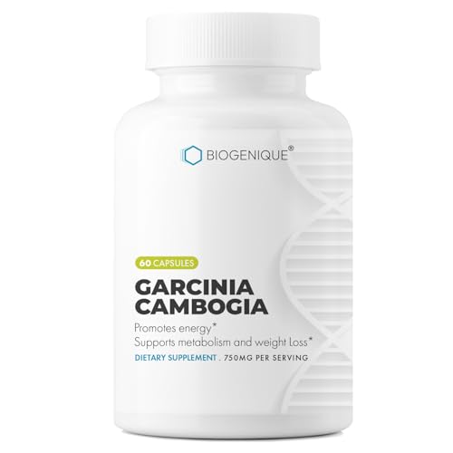 Biogenique Garcinia Cambogia Extract 750 mg 80% HCA for Weight Management, Fat Burner for Women and Men & Carb Blocker Metabolism, 60 Capsules - Made in USA - Vegan, Non-GMO, Gluten Free
