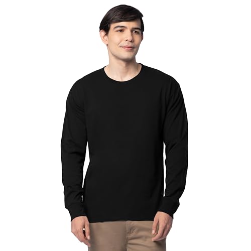Fruit of the Loom Men's Eversoft Cotton T Shirts, Breathable & Moisture Wicking with Odor Control, Sizes S-4X, Long Sleeve-Black Ink - image 5