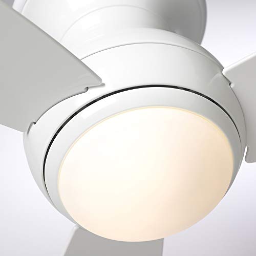 Luminance kathy ireland HOME Curva Sky LED Outdoor Ceiling Fan with Light Kit, 44 Inch | Modern Flush Mount Fixture with Weather Resistant Blades | Dimmable with Remote Control, Appliance White - Thumbnail 3