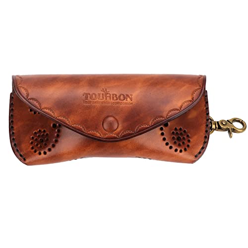 Tourbon Portable Leather Glasses Case Pouch Eyewear Eyeglasses Sunglasses Holder W/ Trigger Snap Hook #TOP12