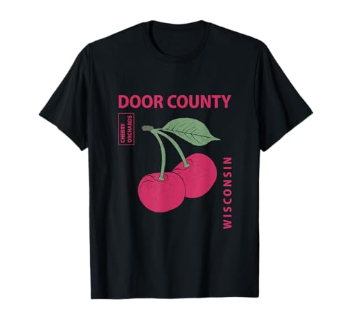 Door County Wisconsin Pink Cherries Vintage T-Shirt
