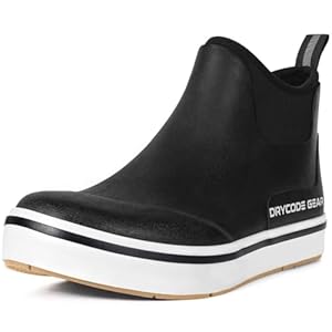 D DRYCODE Rain Boots Men, Waterproof Fishing Deck Boots, Anti-Slip Ankle Rubber Boots, Outdoor Rain Shoes for Mens Boating, Womens Gardening, Size 5-14