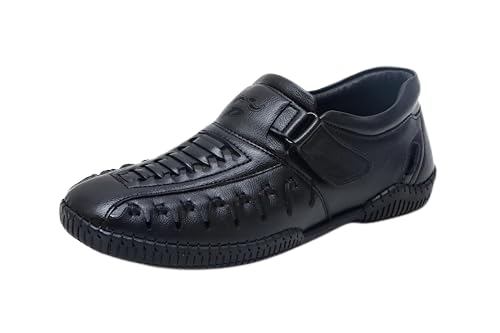 NAAL Black Leather Stylish Roman Sandals for Men - 6 UK (B0D96G964L) Amazon Price History, Amazon Price Tracker