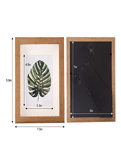 Dohomi 4 Pack Original Wood Shadow Box Frame 5X7 Picture Frame Wooden Photo Frames Glass Surface Internal Depth 0.6 Inches For Wall Or Tabletop #TOP4