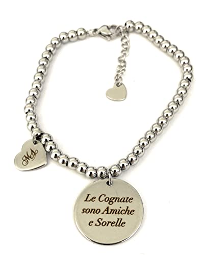 Bracciale donna in acciaio con scritta Le cognate sono amiche e...