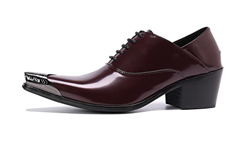 Santimon Men's Metal Plain Toe Genuine Leather Lace-Up Comfort Fashion Dress Formal Oxfords Shoes2