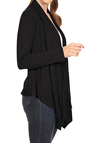 Women's Long Sleeve Comfy Draped Neck Open Front Solid Cardigan S-3XL Made in USA2