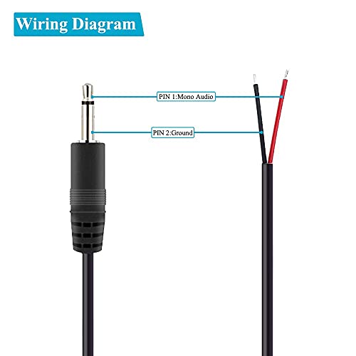 RUNCCI-YUN 6Pcs 3.5mm TS 2-pin plug 3.5mm Male to Bare Wire Open End for soldering 3.5 mm mini jack plug Cable for Repairing Audio Cables(30 cm) - Image 3