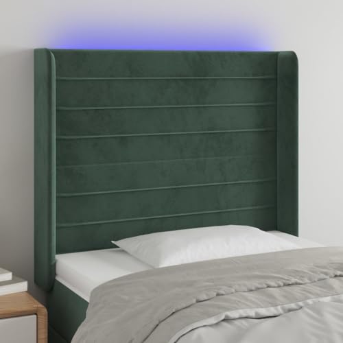 Genérico Cabecero con de Terciopelo Verde Oscuro 83x16x118/128 cm,Cabeceros y pies de cama-3124221