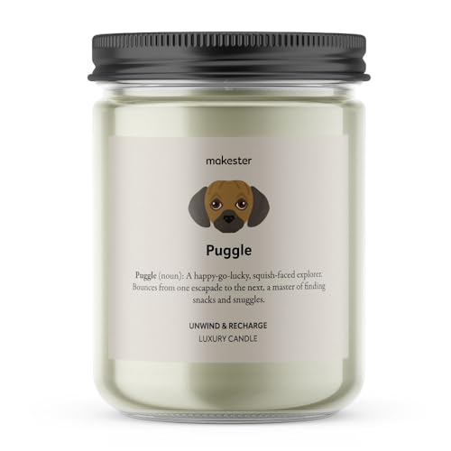 Puggle Gifts - Luxury Soy Wax Candle - Vanilla, Jasmine, Sugared Almond - Makester, White, 220g - Image 2