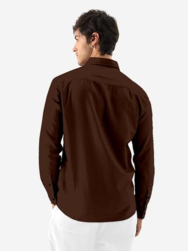 Image of Men's Linen Cotton Casual Shirt | Regular Fit Plain Shirt for Men | Long Sleeve Shirt for Casual & Formal Wear