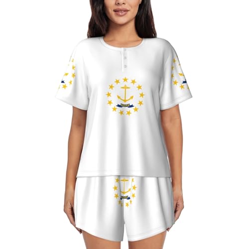 Pyjama d'été respirant et léger pour femme imprimé Rhode Island