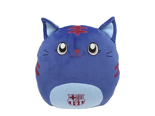 CyP Brands- FC Barcelona- Muñeco de Peluche, Gato, Fútbol, 30 cm, Peluche, Color Azul, Producto Oficial