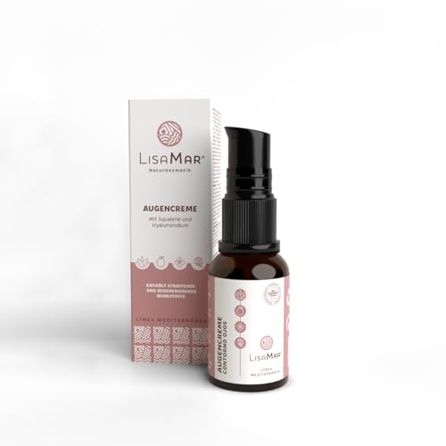 LisaMar® Augencreme gegen Falten und Augenringe – Feuchtigkeitsspendend mit Hyaluron – Vegan, Bio & Natürlich – Anti Aging Pflege – Augencreme gegen Tränensäcke & trockene Haut - 20 ml
