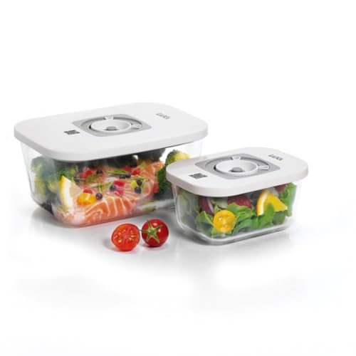 Laica Contenedores Smart de cristal para envasado al vacío de 0,5 l y 1,5 l, Transparente, VT3306