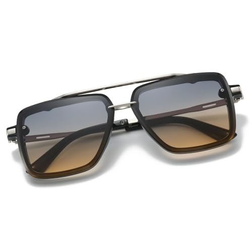 Image of Xpectrum Retro Square Aviator Sunglasses for Men Women Vintage 70s Disco Gangster Style Rectangle Glasses