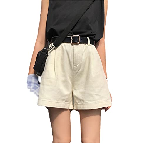 Short coréen femme large style rétro vetement ete taille M abricot