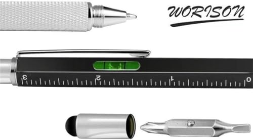 Image of Worison 6in1 MultiTool Pen with Ruler, Level gauge, Ball Pen, Stylus and 2 Screwdriver, Ball Pen