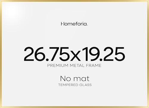 Image of Homeforia 19.25x26.75 Gold Puzzle Frame, High End Metal 19.25 x 26.75 Picture Frames without Mat, 26.75x19.25 Thin Poster Frame for Wall, 19.25by26.75 Puzzle Frames, Tempered Glass, Wall Kit, Set of 2