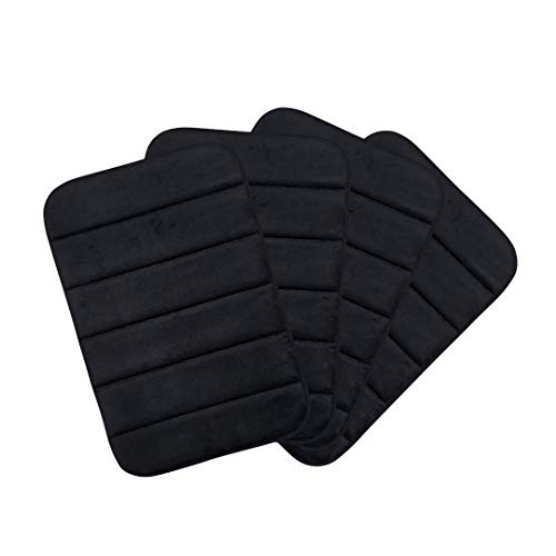 Macro Giant Memory Foam Badematte, Farbe Schwarz, 4er Set, 58,5 x 39,5 cm, Badezimmer Schlafzimmer...
