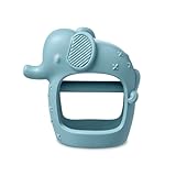 Itzy Ritzy Bitzy Grip Hand Teether - Silicone Teether for Babies - Developmental Teething Toy with Easy-to-Hold Hand Grip, Designed for Babies 3 Months & Up (Elephant)