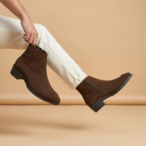 Image of Big Fox Men's Premium Suede Cuban Boots | Stylish Ankle-Length Casual Boots | Lightweight & Comfortable