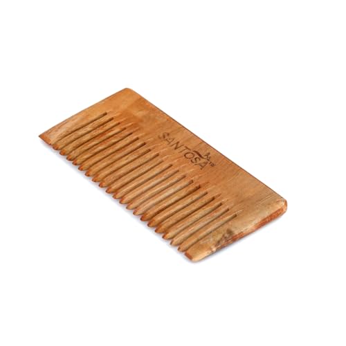 Image of Santosa Kacchi Neem Wooden Comb, Soaked in 14 Herbs & Neem, Coconut and Sesame Oils, for Hair Growth, Detangling, Frizz Control, Hair Shine, Hairfall and Dandruff, All Hair Types (Shampoo)