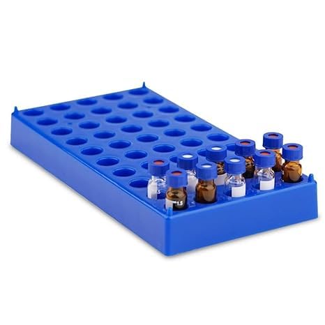 AANIJLAB HPLC Vial tray or rack for 2ml HPLC Sample vials 50 Holes with Diameter 12 mm, Stackable Vial Racks Pack of 1